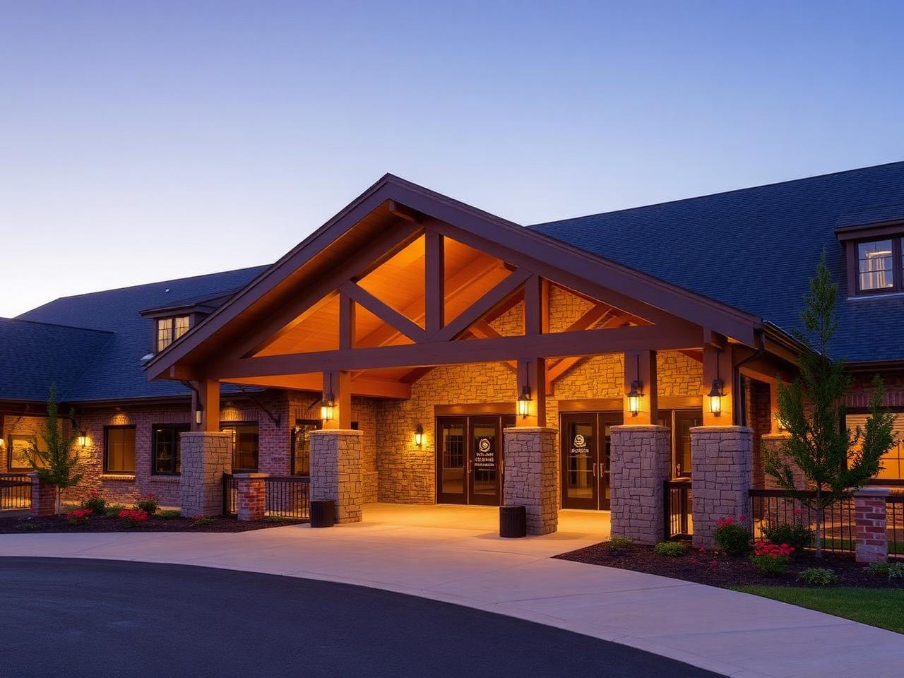 Clubhouse Plan A Elevation A — Stone and timber exterior