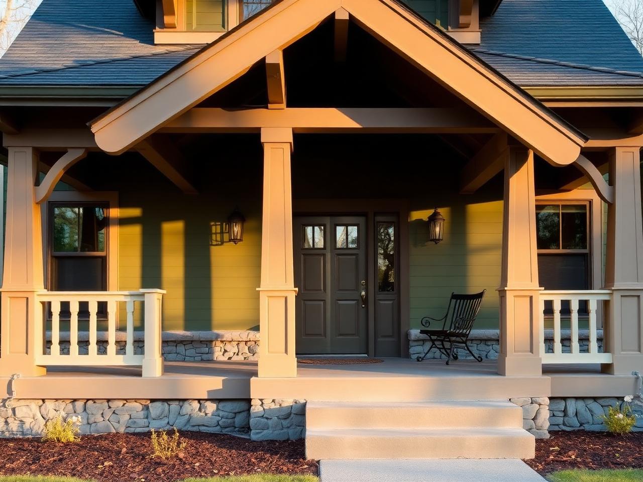 The Juniper Elevation A — Painted siding with stone base exterior