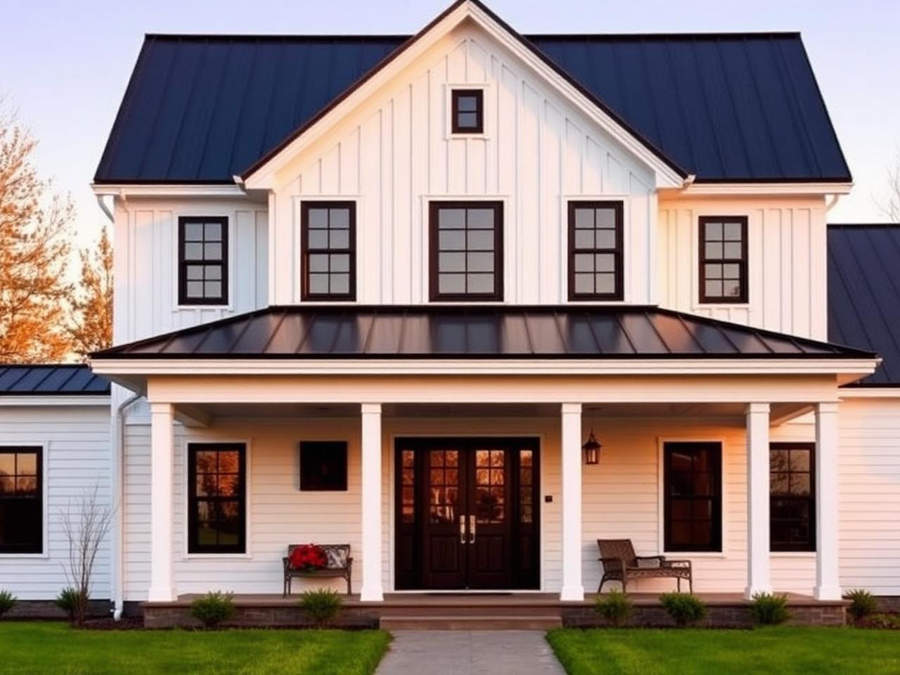 The Everett Elevation A — White board-and-batten exterior