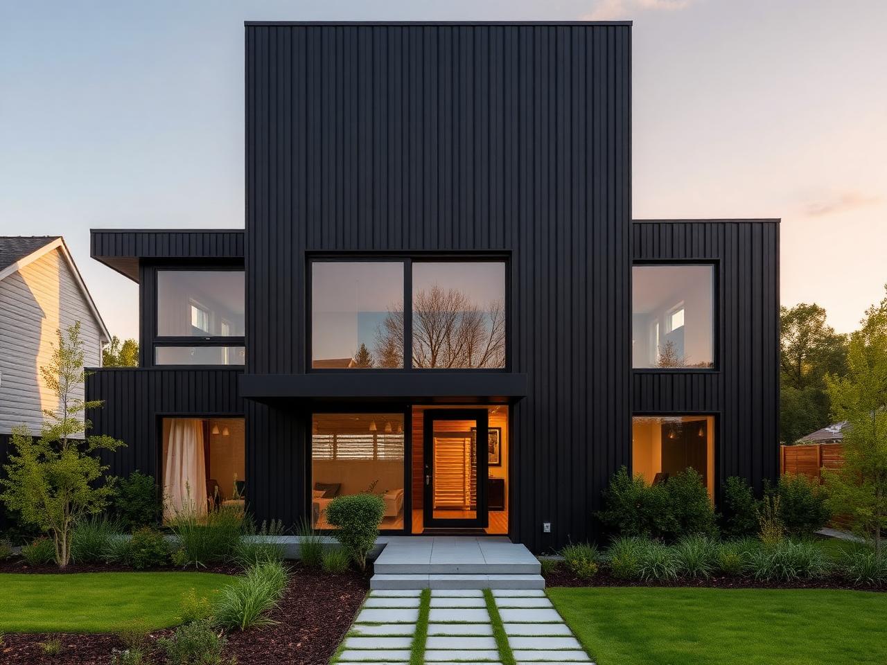 The Aspen Elevation A — Dark vertical cladding exterior