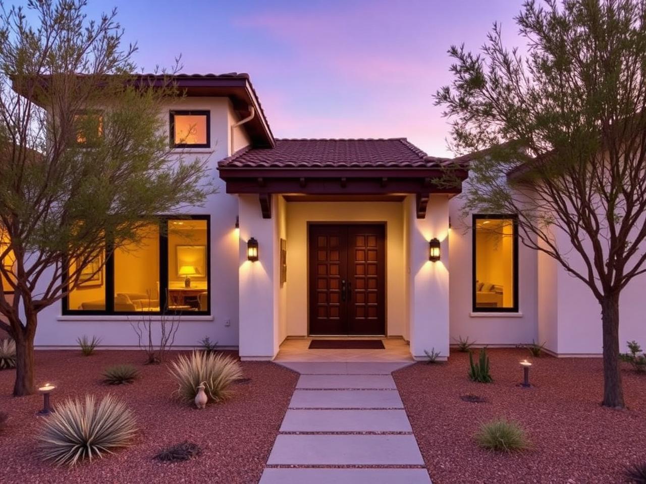 The Aspen Elevation B — Warm stucco and wood exterior