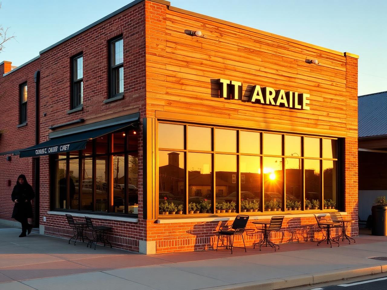 Restaurant Plan A Elevation A — Brick and wood storefront exterior